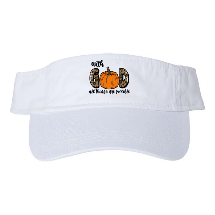 With God All Things Are Possible Fall Pumpkin Valucap Bio-Washed Visor