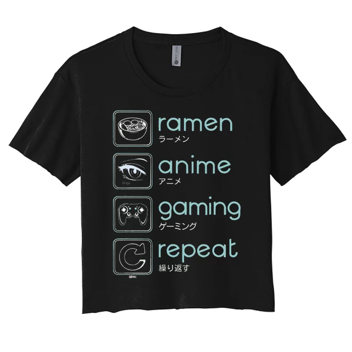 Wakeup Gaming Again Ra Anime Gaming Restart Women's Crop Top Tee