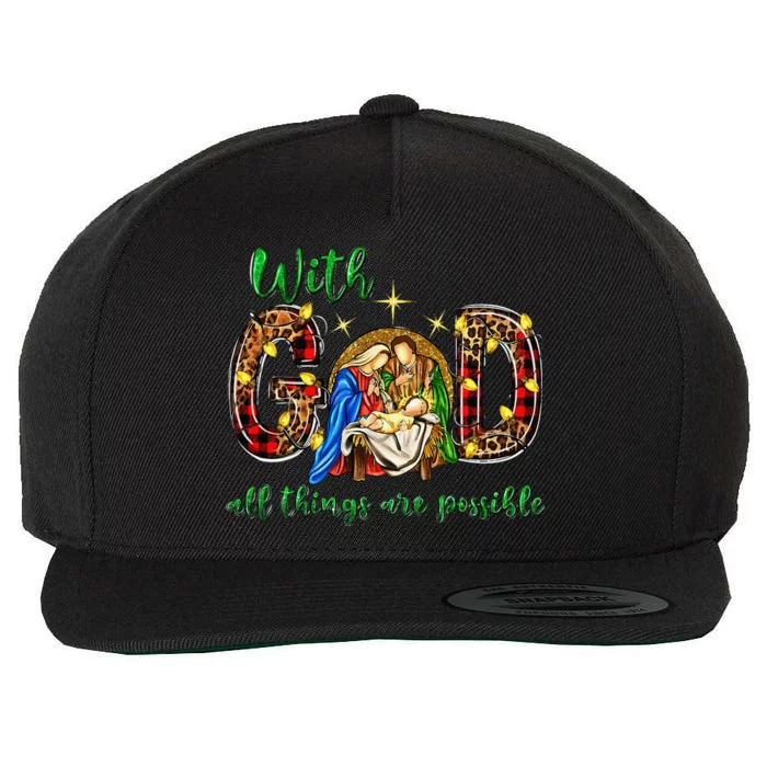 With God All Things Are Possible Baby Jesus Christmas Gifts Wool Snapback Cap