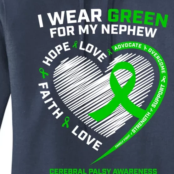 Wear Green Aunt Uncle Funny Gift Nephew Cerebral Palsy Awareness Funny Gift Women's Pullover Hoodie