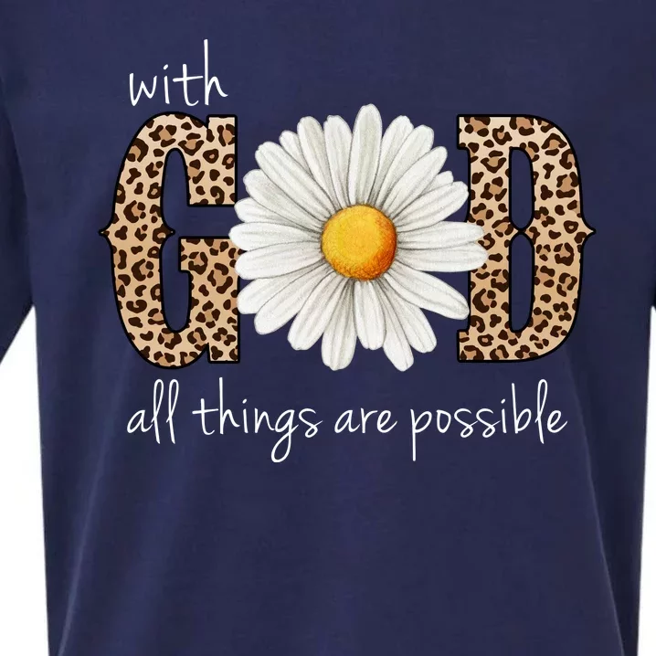 With God All Things Are Possible Sunflower Sueded Cloud Jersey T-Shirt