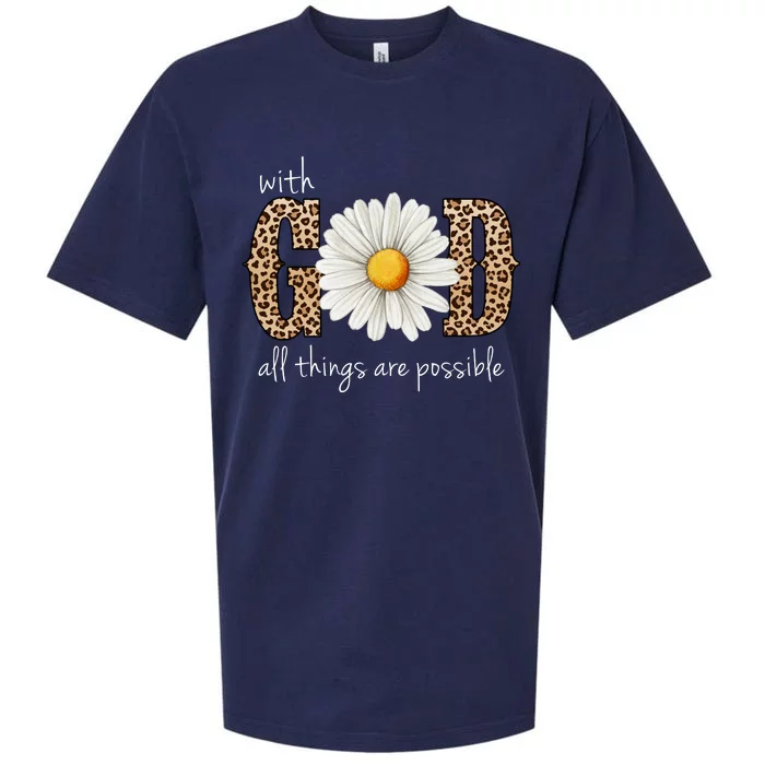 With God All Things Are Possible Sunflower Sueded Cloud Jersey T-Shirt