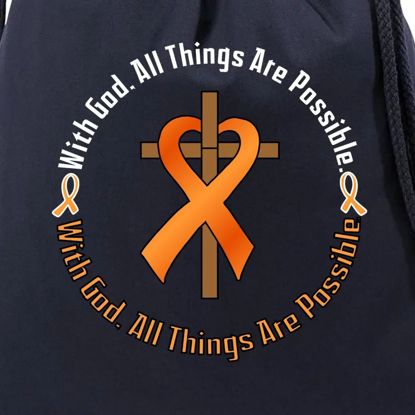 With God All Things Are Possible Multiple Sclerosis Awareness Drawstring Bag