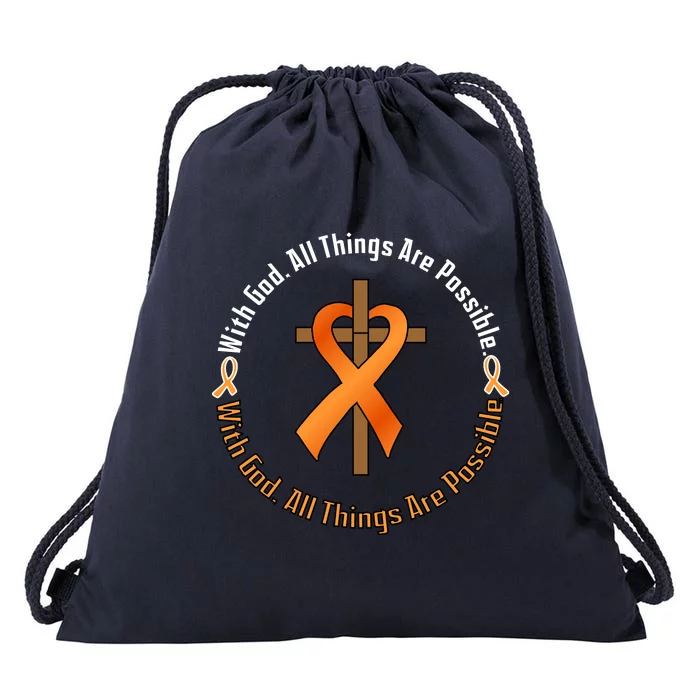 With God All Things Are Possible Multiple Sclerosis Awareness Drawstring Bag