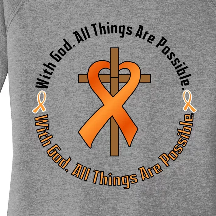 With God All Things Are Possible Multiple Sclerosis Awareness Women's Perfect Tri Tunic Long Sleeve Shirt