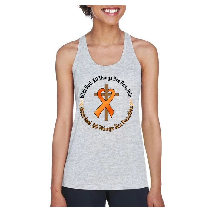 With God All Things Are Possible Multiple Sclerosis Awareness Women's Racerback Tank