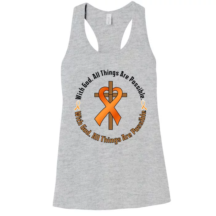 With God All Things Are Possible Multiple Sclerosis Awareness Women's Racerback Tank