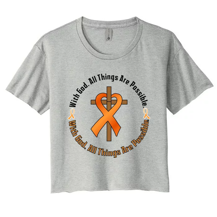 With God All Things Are Possible Multiple Sclerosis Awareness Women's Crop Top Tee