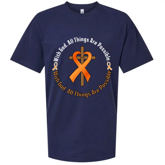 With God All Things Are Possible Multiple Sclerosis Awareness Sueded Cloud Jersey T-Shirt