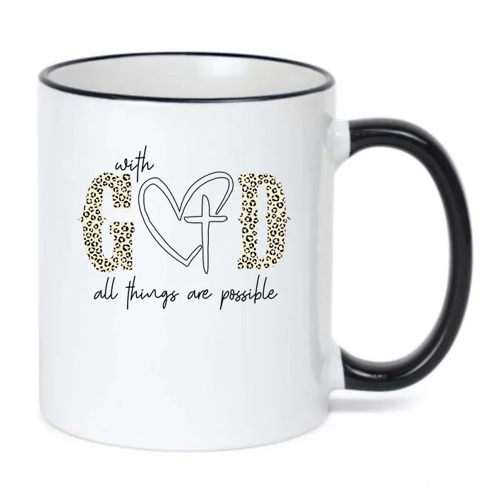 With God All Things Are Possible Cross Heart Black Color Changing Mug