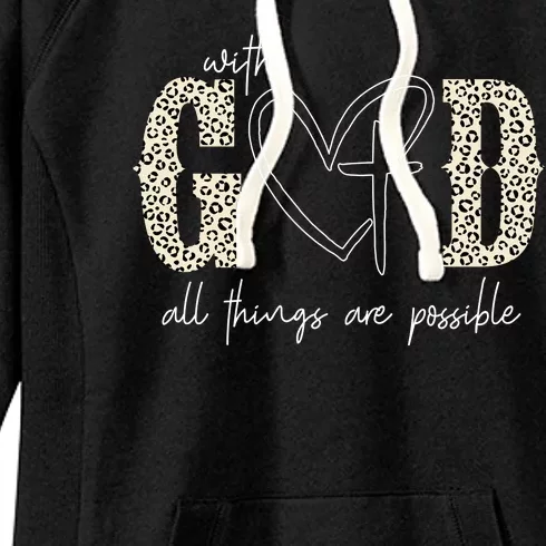 With God All Things Are Possible Cross Heart Women's Fleece Hoodie