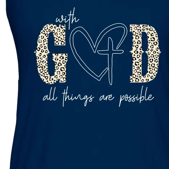 With God All Things Are Possible Cross Heart Ladies Essential Flowy Tank