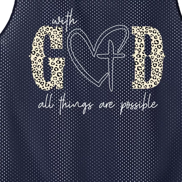 With God All Things Are Possible Cross Heart Mesh Reversible Basketball Jersey Tank