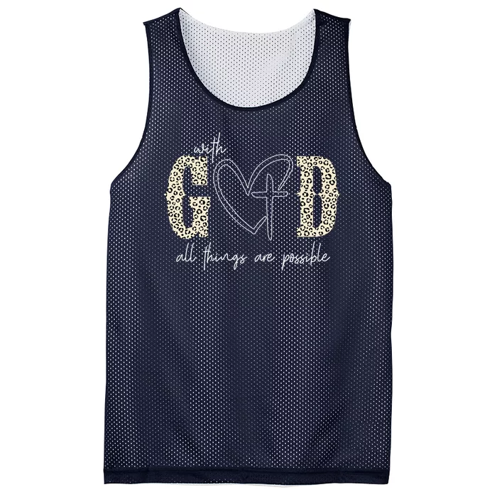 With God All Things Are Possible Cross Heart Mesh Reversible Basketball Jersey Tank