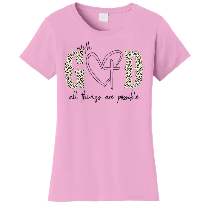 With God All Things Are Possible Cross Heart Women's T-Shirt