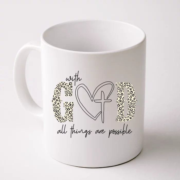 With God All Things Are Possible Cross Heart Front & Back Coffee Mug