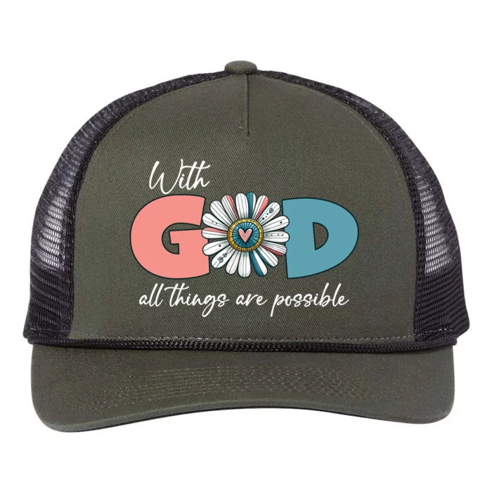 With God All Things Are Possible Retro Rope Trucker Hat Cap