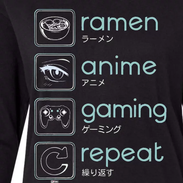 Wakeup Gaming Again Ramen Anime Gaming Restart Womens Cotton Relaxed Long Sleeve T-Shirt