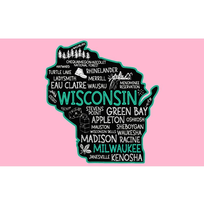 Wisconsin Green Bay Osseo Kenosha Racine Milwaukee Map Bumper Sticker