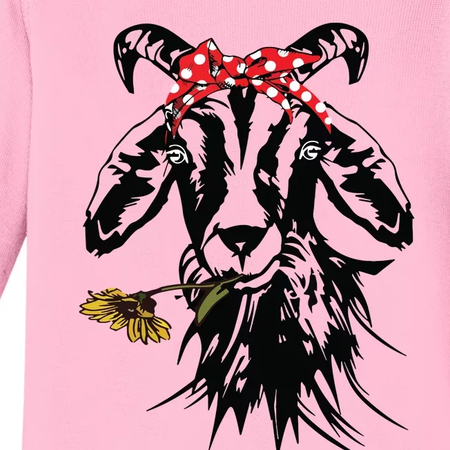 Womens Goats Bandana Farm Animal Lover Funny Goat Graphics Baby Long Sleeve Bodysuit