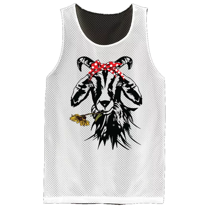 Womens Goats Bandana Farm Animal Lover Funny Goat Graphics Mesh Reversible Basketball Jersey Tank