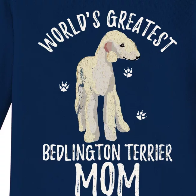 World's Greatest Bedlington Terrier Mom Funny Dog Mama Lover Gift Baby Long Sleeve Bodysuit