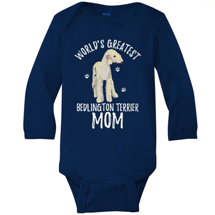 World's Greatest Bedlington Terrier Mom Funny Dog Mama Lover Gift Baby Long Sleeve Bodysuit