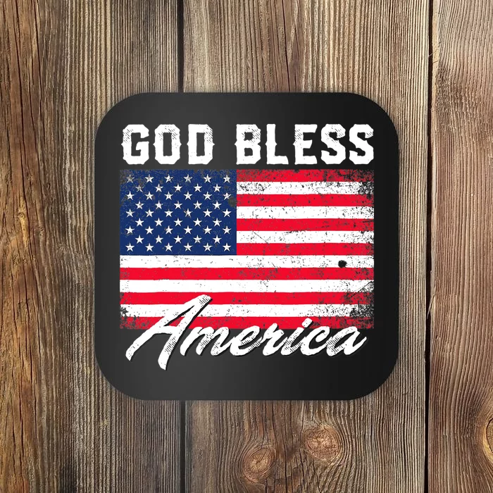 Wo God Bless America USA Flag 4th Of July Patriotic V-Neck Coaster