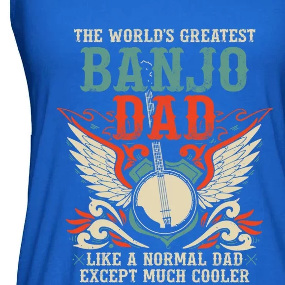 Worlds Greatest Banjo Dad Funny Banjo Player Banjo Lover Funny Gift Ladies Essential Flowy Tank