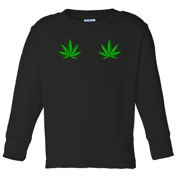 Weed Green Boobs Cannabis Stoner 420 Marijuana Toddler Long Sleeve Shirt