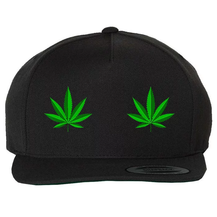 Weed Green Boobs Cannabis Stoner 420 Marijuana Wool Snapback Cap