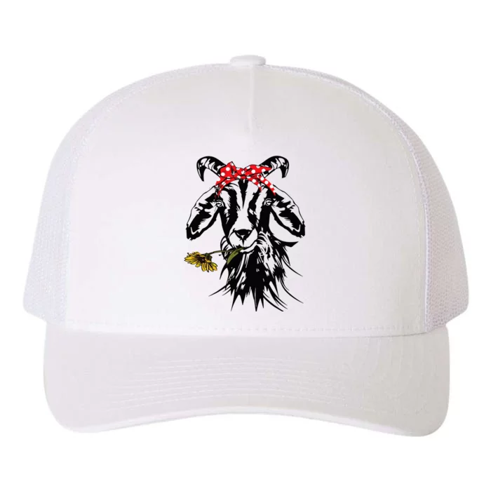 Womens Goats Bandana Farm Animal Lover Funny Goat Graphics Yupoong Adult 5-Panel Trucker Hat