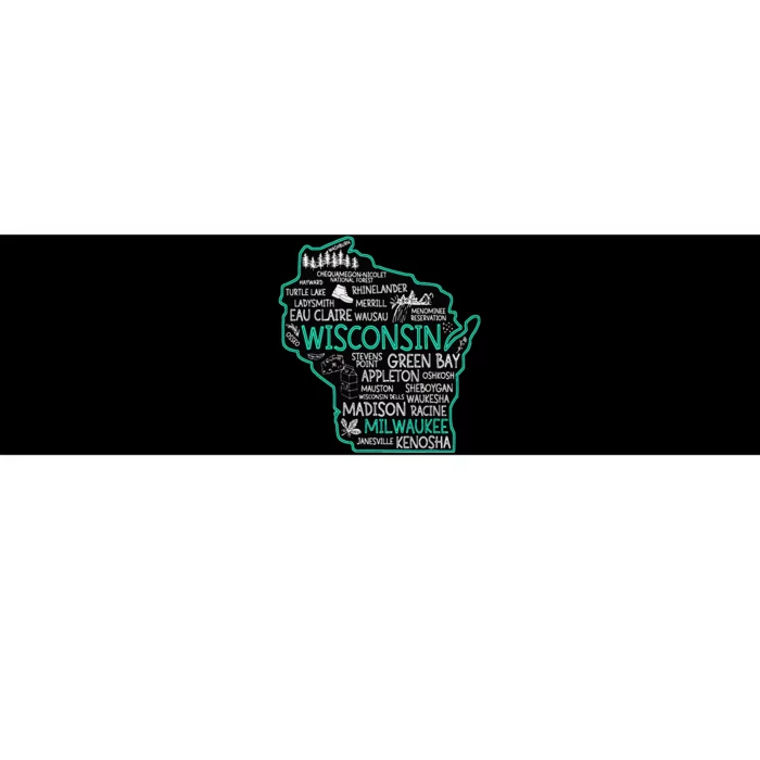 Wisconsin Green Bay Osseo Kenosha Racine Milwaukee Map Bumper Sticker