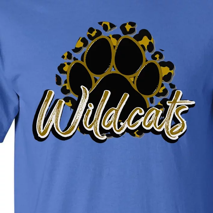 Wildcats Gold Black Cheetah School Sports Fan Team Spirit Tall T-Shirt