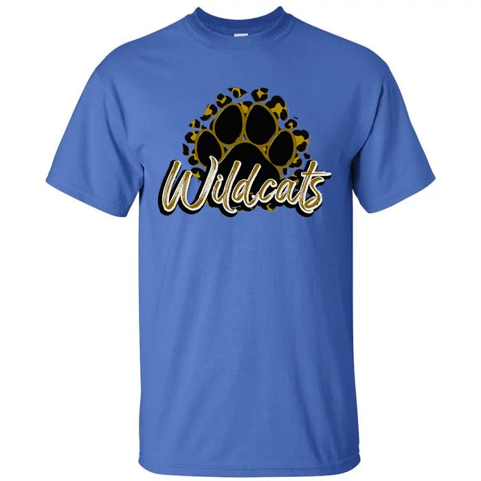 Wildcats Gold Black Cheetah School Sports Fan Team Spirit Tall T-Shirt