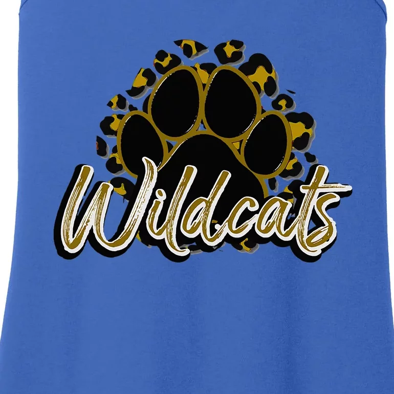 Wildcats Gold Black Cheetah School Sports Fan Team Spirit Ladies Essential Tank