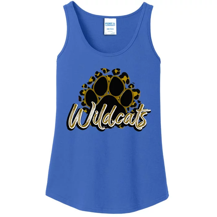 Wildcats Gold Black Cheetah School Sports Fan Team Spirit Ladies Essential Tank