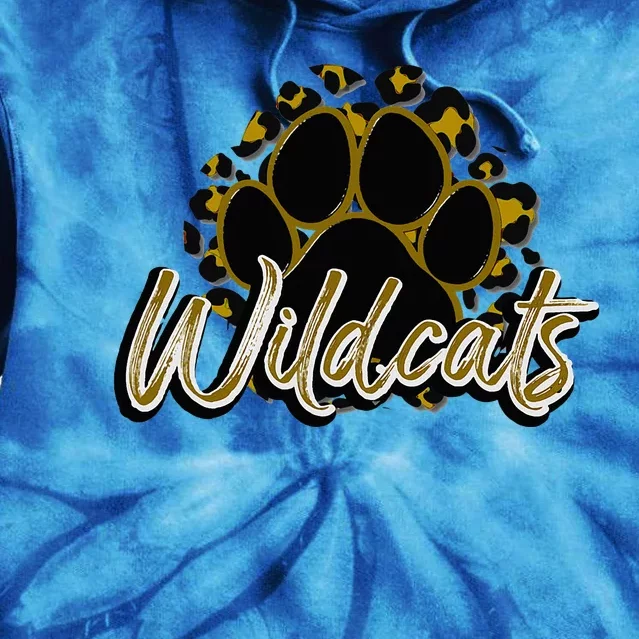 Wildcats Gold Black Cheetah School Sports Fan Team Spirit Tie Dye Hoodie