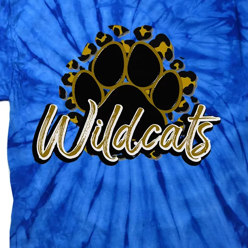 Wildcats Gold Black Cheetah School Sports Fan Team Spirit Tie-Dye T-Shirt