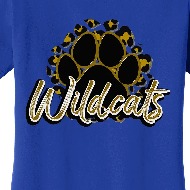 Wildcats Gold Black Cheetah School Sports Fan Team Spirit Women's T-Shirt