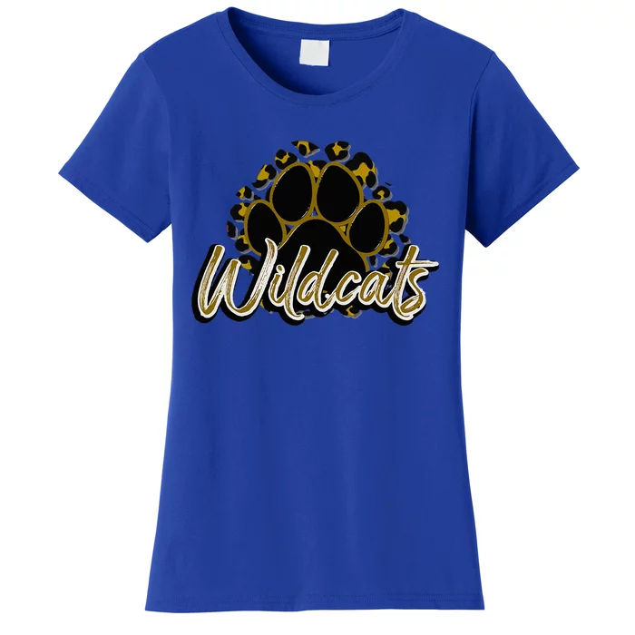 Wildcats Gold Black Cheetah School Sports Fan Team Spirit Women's T-Shirt