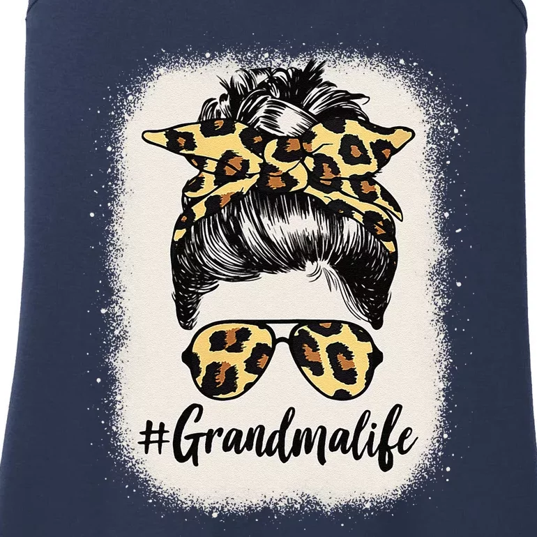 Womens Grandmalife Bleached Grandma Life Leopard Messy Bun Ladies Essential Tank