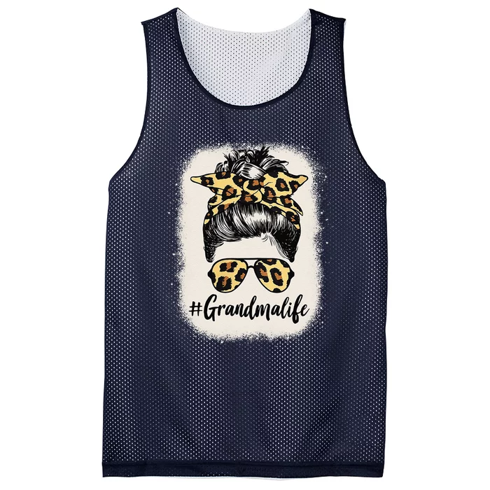 Womens Grandmalife Bleached Grandma Life Leopard Messy Bun Mesh Reversible Basketball Jersey Tank