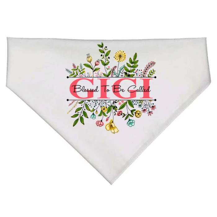 Wildflower Gigi Blessed To Be Called Gigi Colorful Graphic USA-Made Doggie Bandana