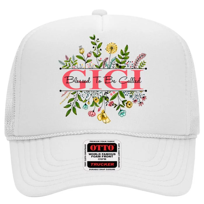 Wildflower Gigi Blessed To Be Called Gigi Colorful Graphic High Crown Mesh Trucker Hat