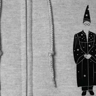 Wizard Giles Black And White Illustration Full Zip Hoodie