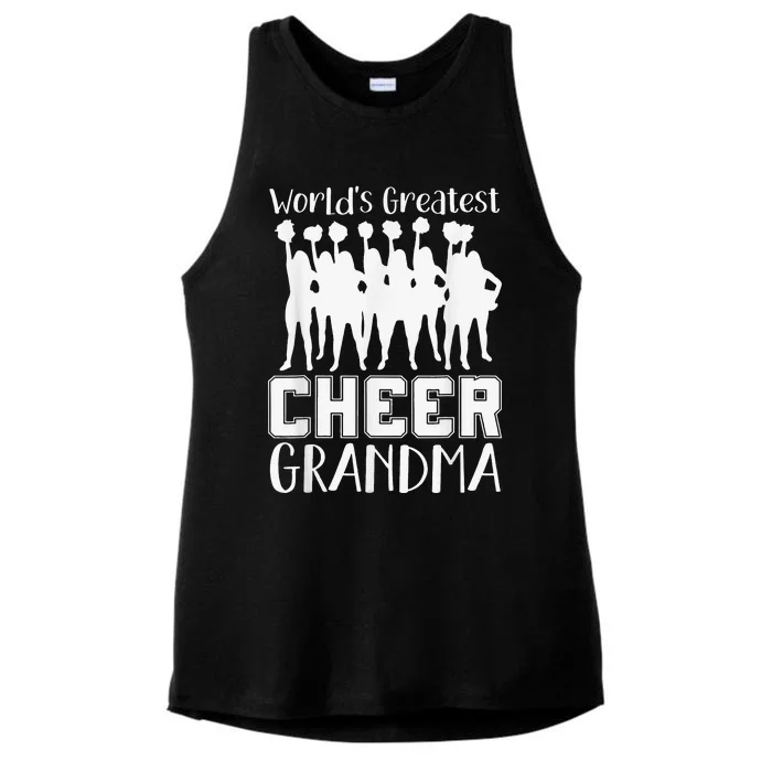 Worlds Greatest Cheer Grandma Funny Cheerleading Cheerleader Ladies Tri-Blend Wicking Tank