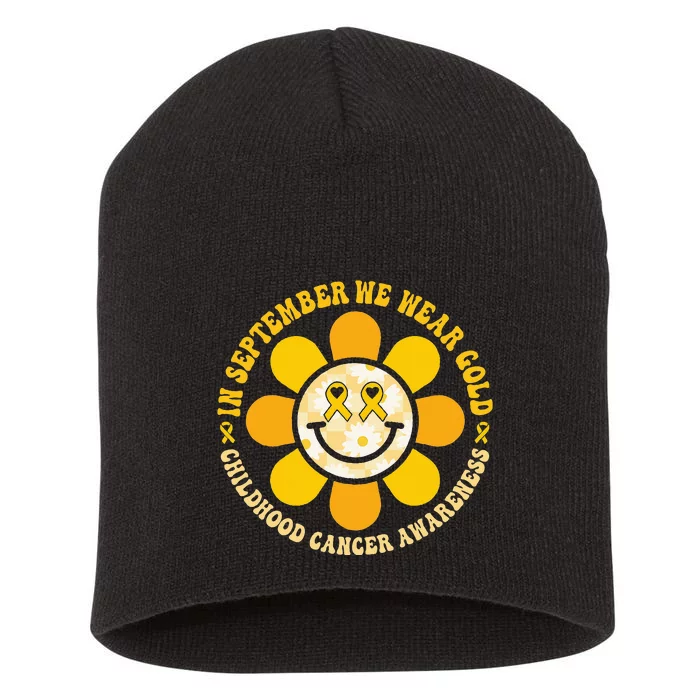 Wear Gold Childhood Cancer Awareness Warrior Fight Hippie Short Acrylic Beanie