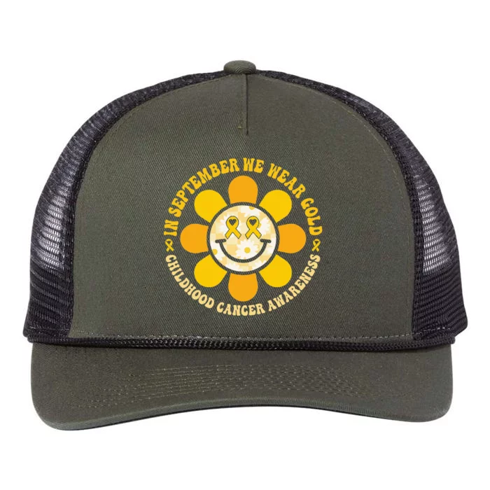 Wear Gold Childhood Cancer Awareness Warrior Fight Hippie Retro Rope Trucker Hat Cap