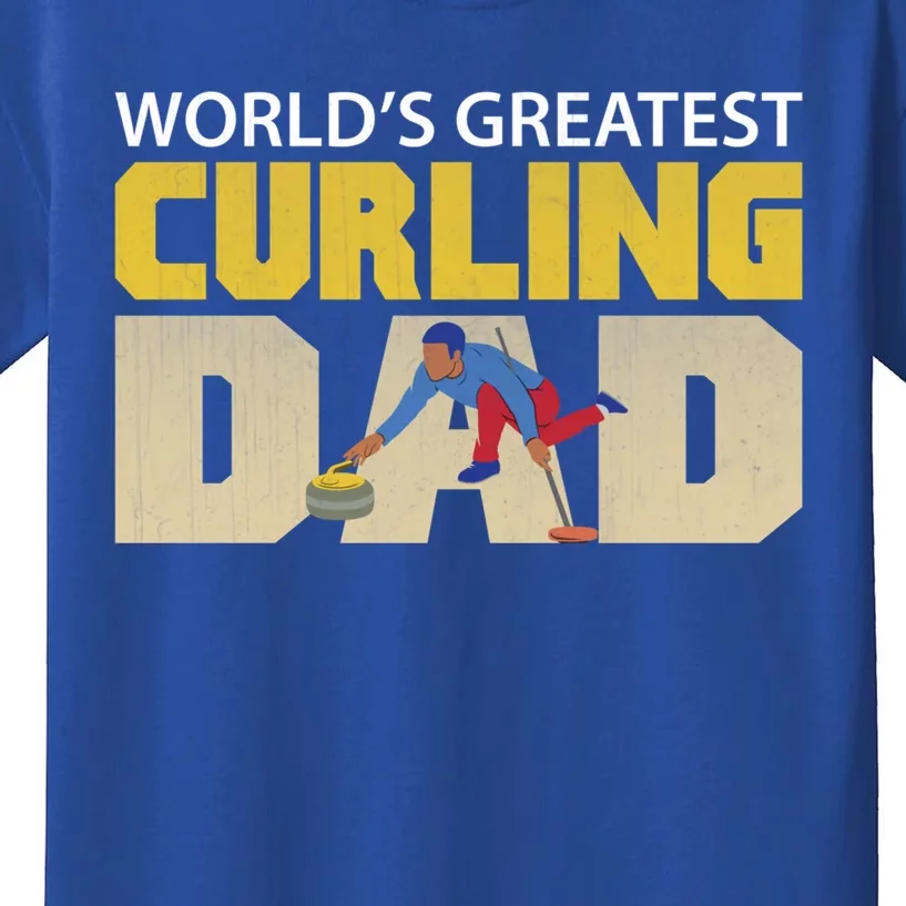 Worlds Greatest Curling Dad Novelty Curling Great Gift Kids T-Shirt